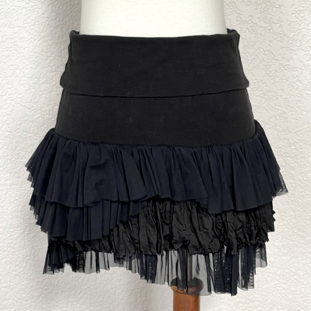 NWOT Free people asymmetrical tiered black mini skirt